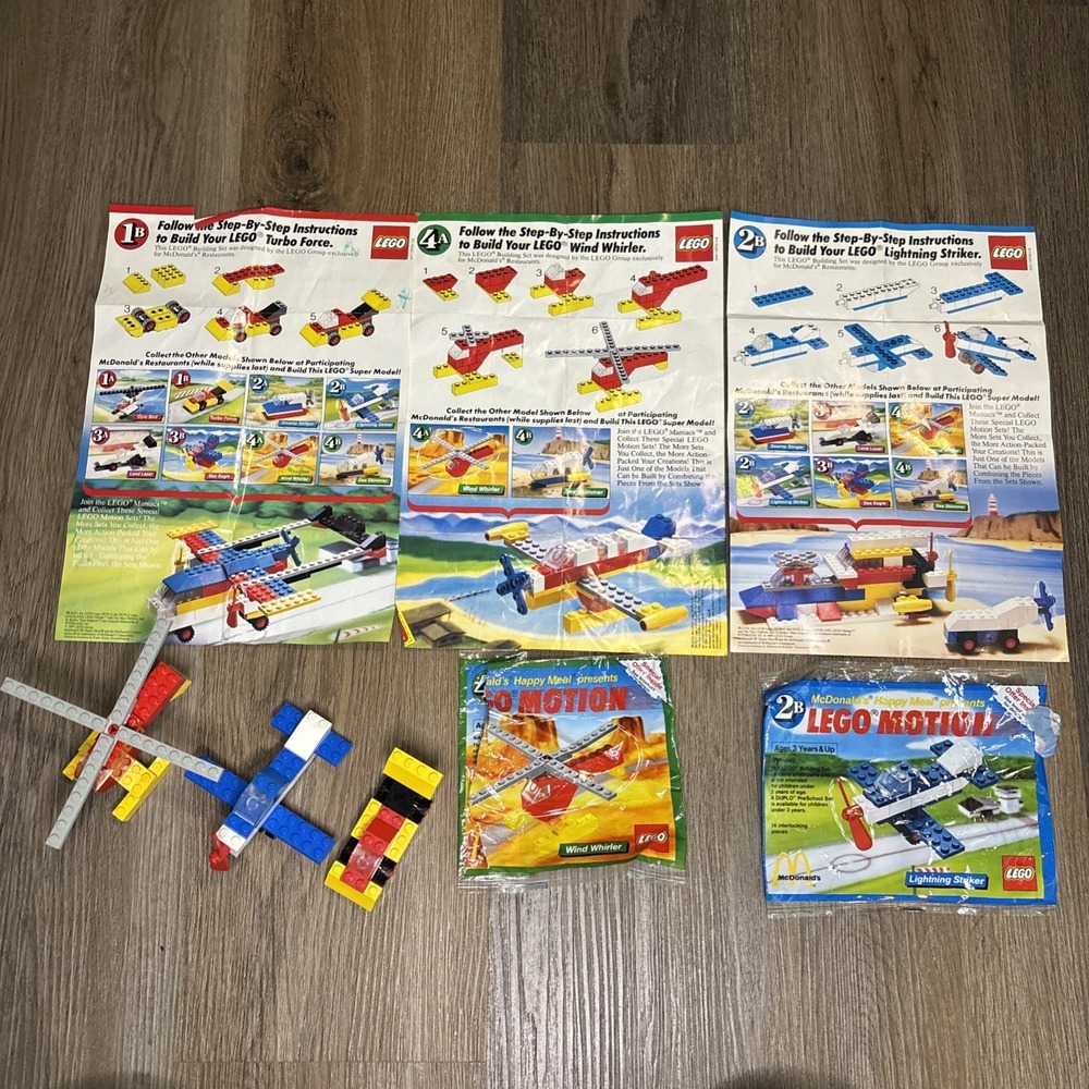 Vintage‎ 1989 McDonalds Happy Meal LEGO 3  Building Sets Car Plane Helicopter